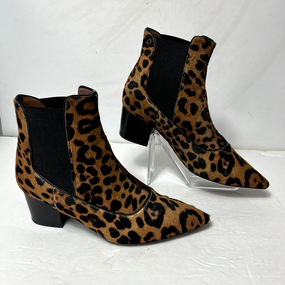 Tabitha Simmons Chelsea Boots Womens 7 Shadow Leopard Print Calf Hair Brown - Picture 6 of 16